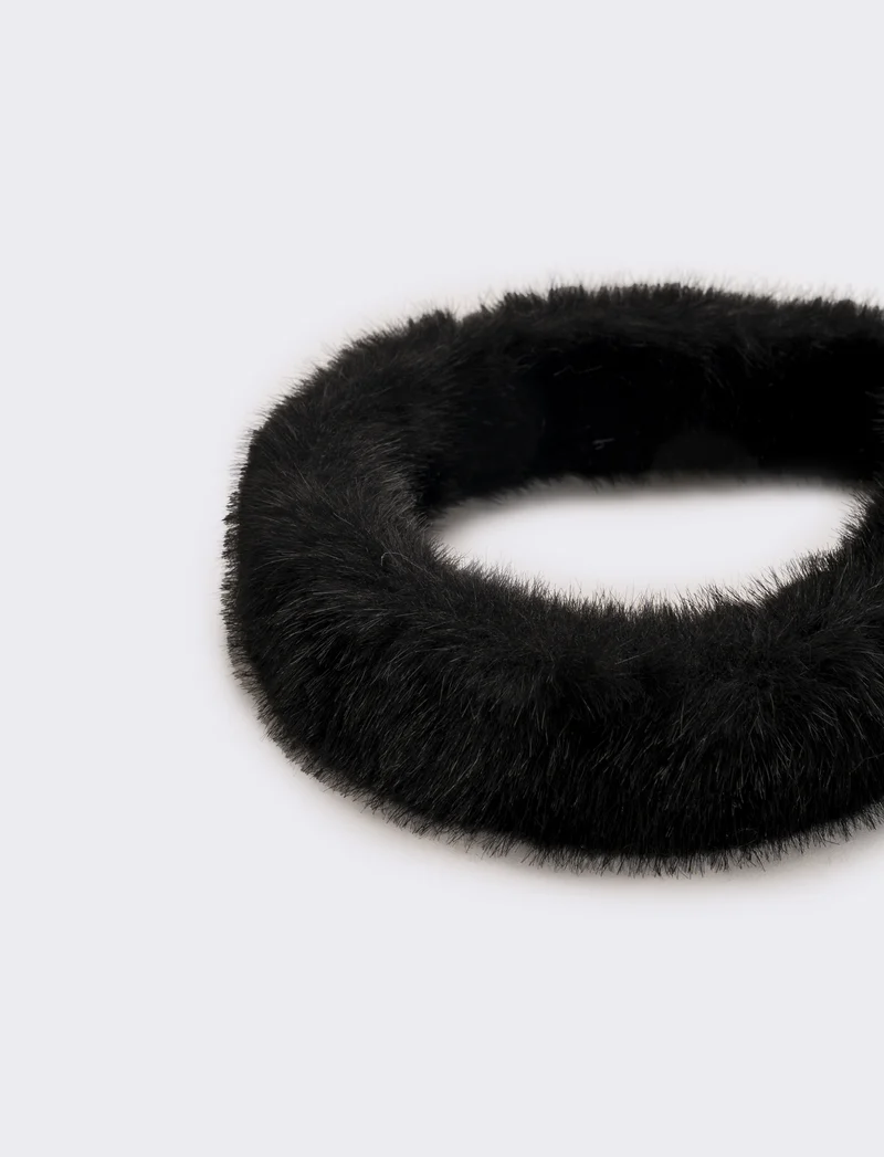 Cerchietto donna pelliccia - Nero
