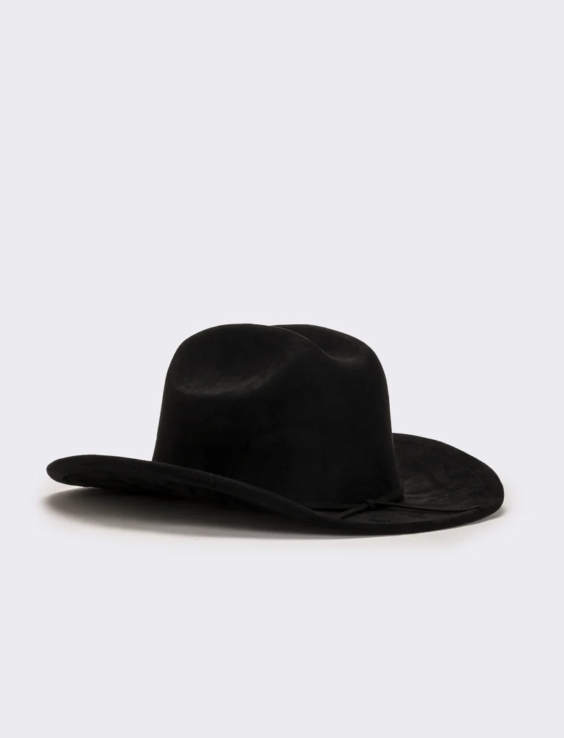 Cappello cowboy in dainetto donna - Nero