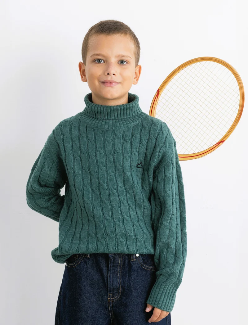 Maglia collo alto a traccia. - Verde