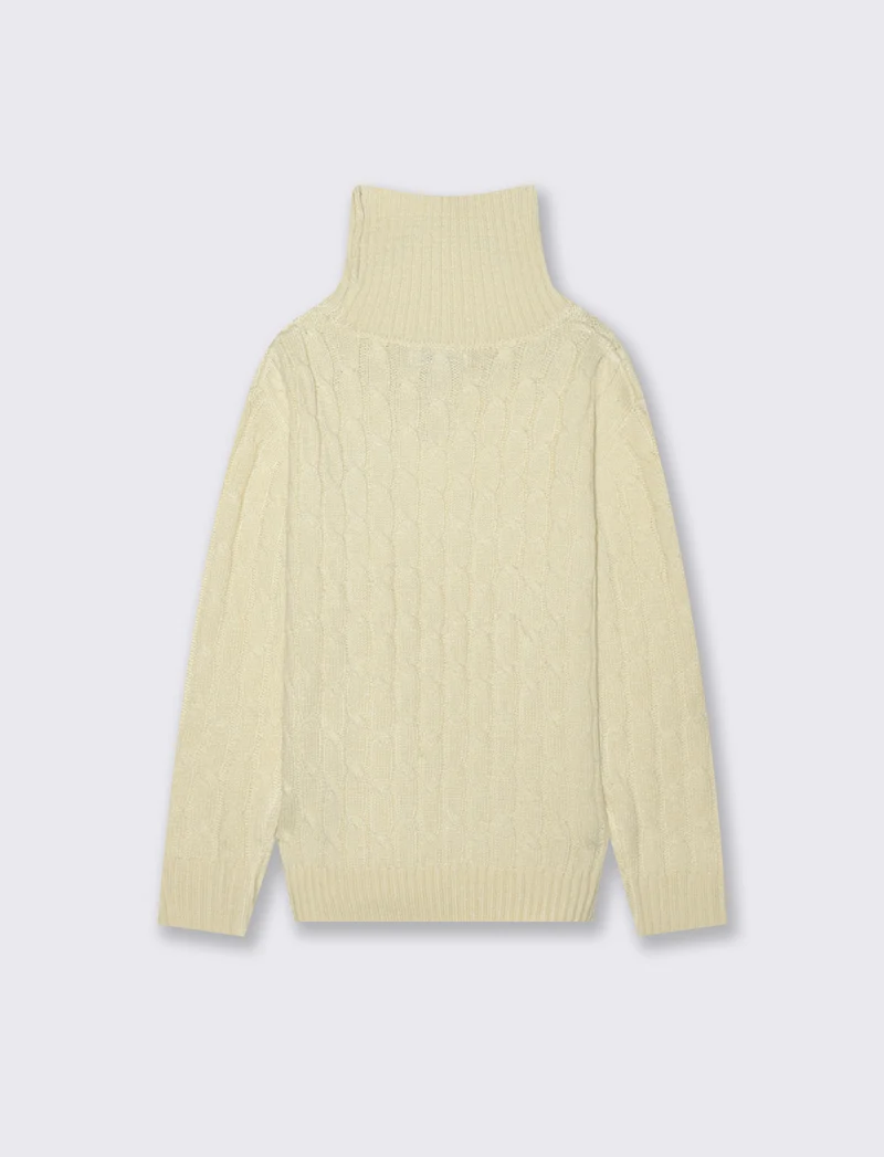 Maglia collo alto a traccia. - Beige