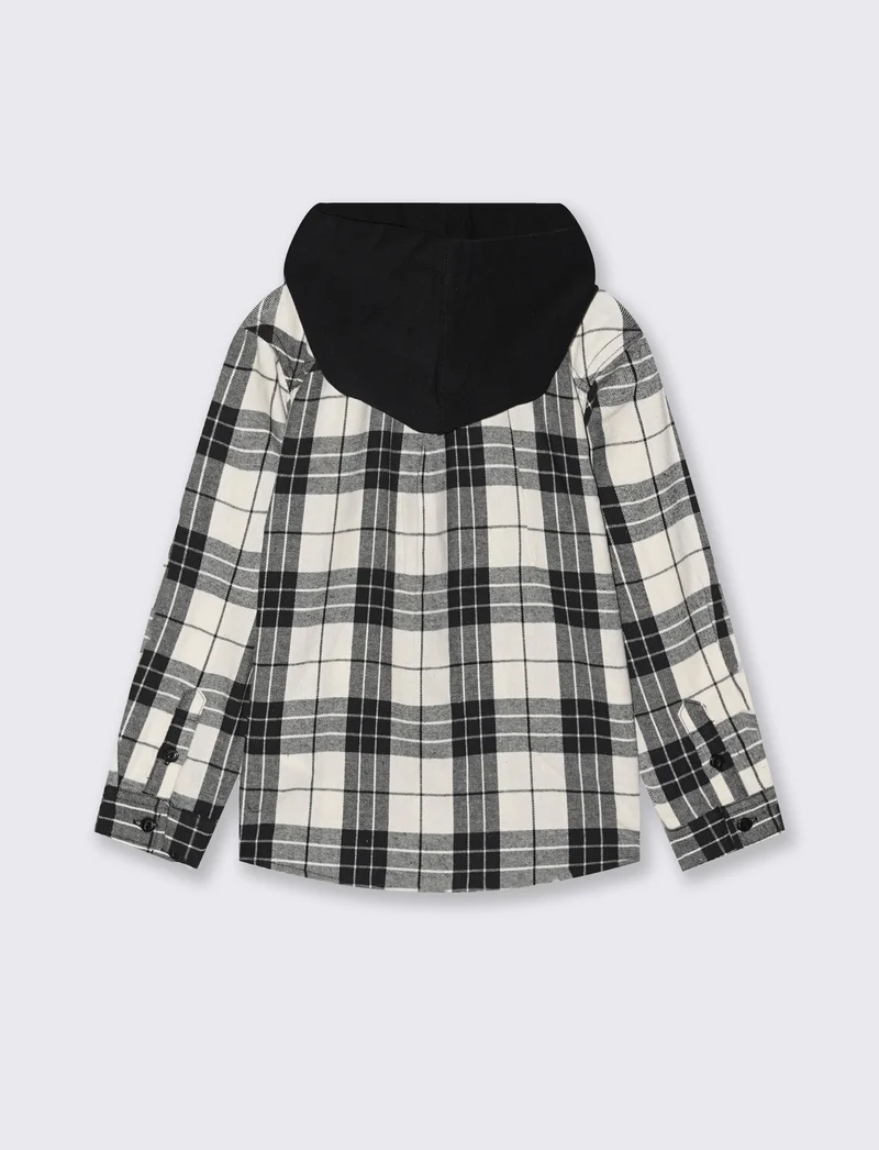 Camicia in flanella con cappuccio - Bianco