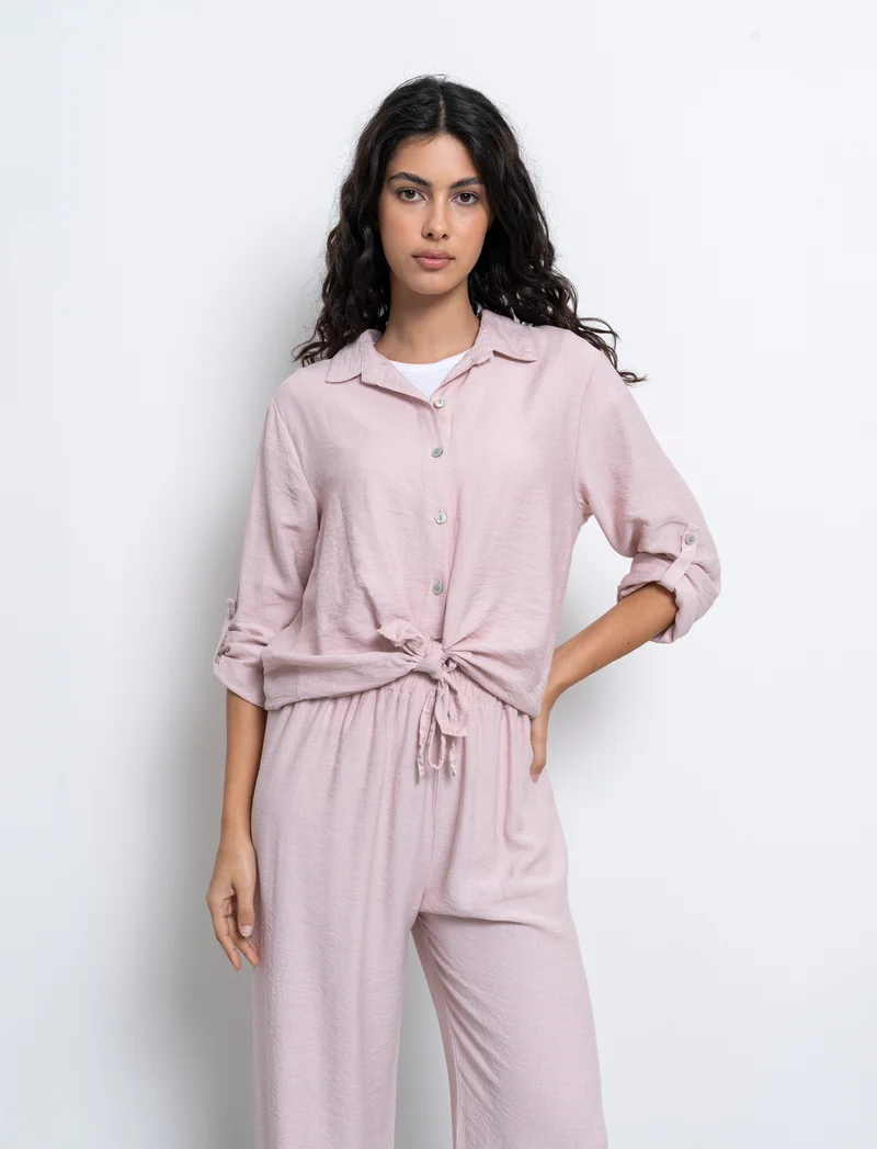 Camicia con nodo al fondo per donna - Rosa