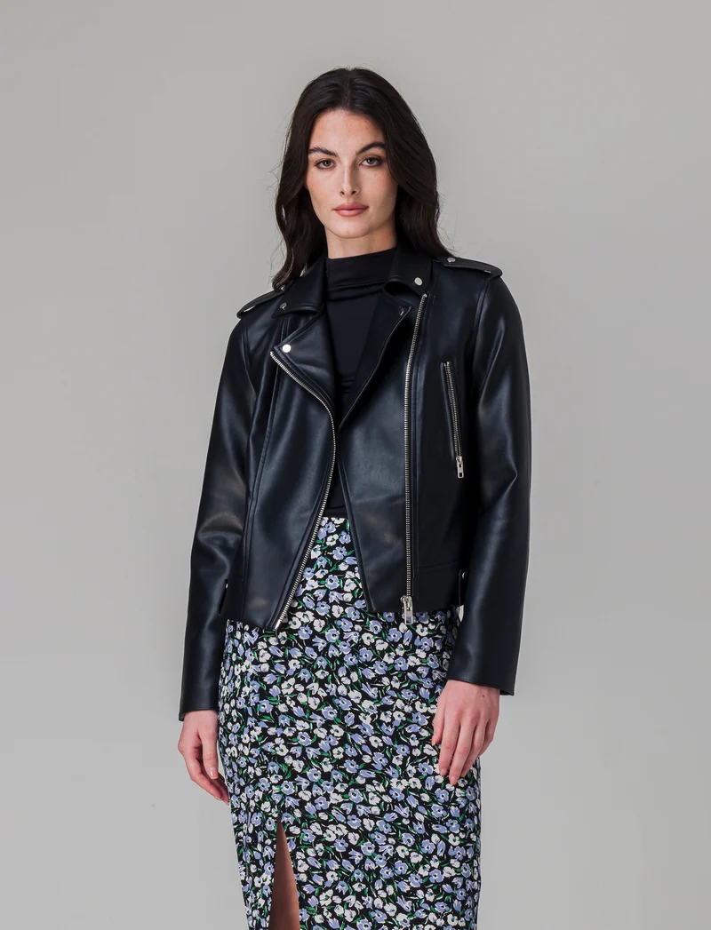 Giubbotto modello biker da donna - Nero