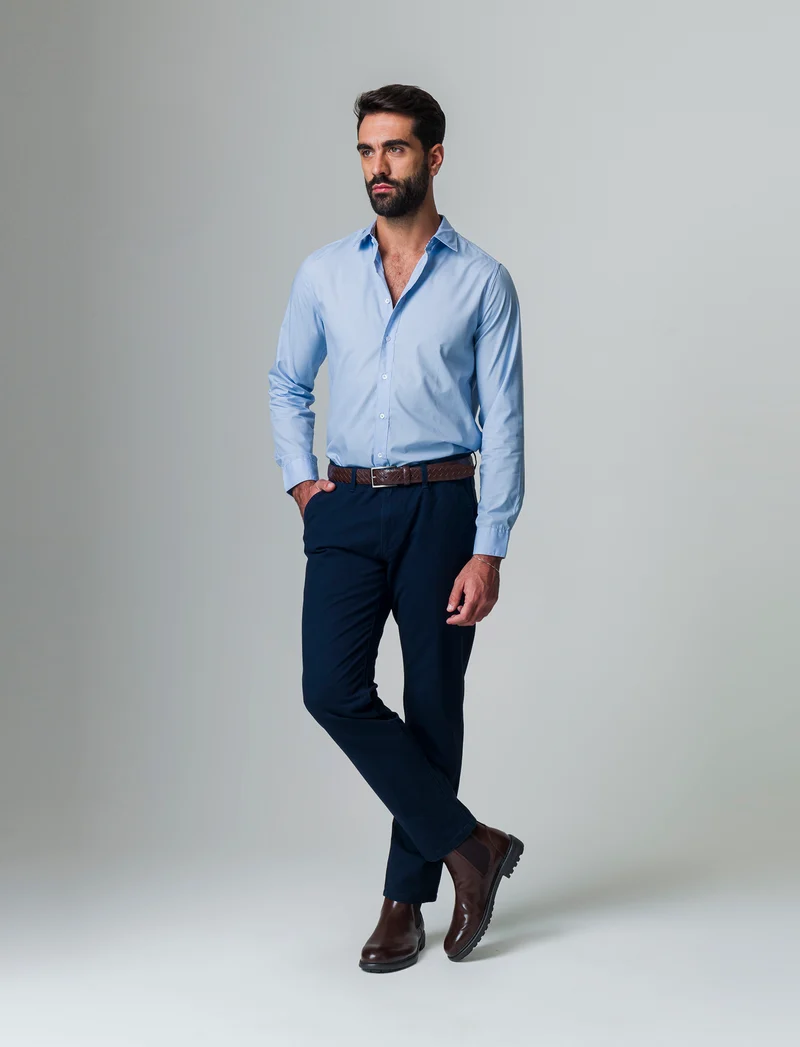 Pantaloni basic chino regular fit da uomo - Blu