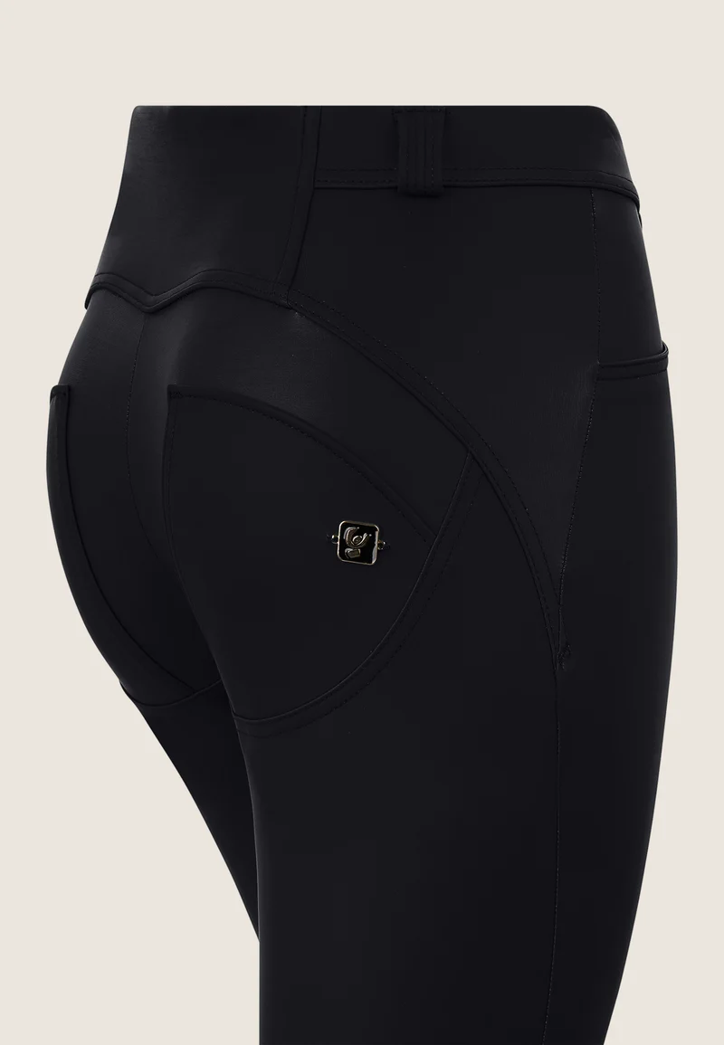 WR.UP Push-Up Regular Waist Mini Flare Vegan Leather Pant - Black