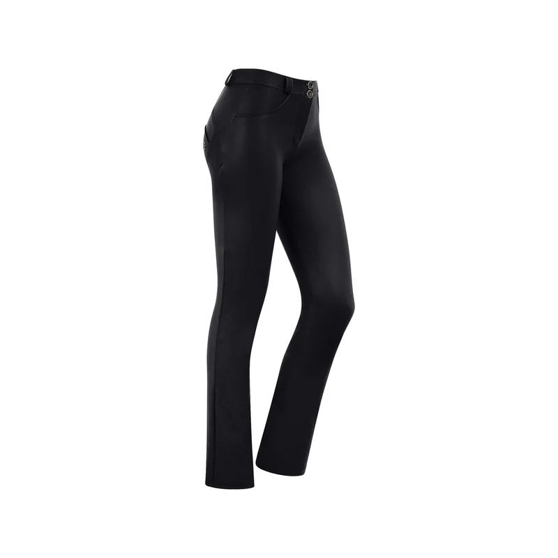 WR.UP Push-Up Regular Waist Mini Flare Vegan Leather Pant - Black