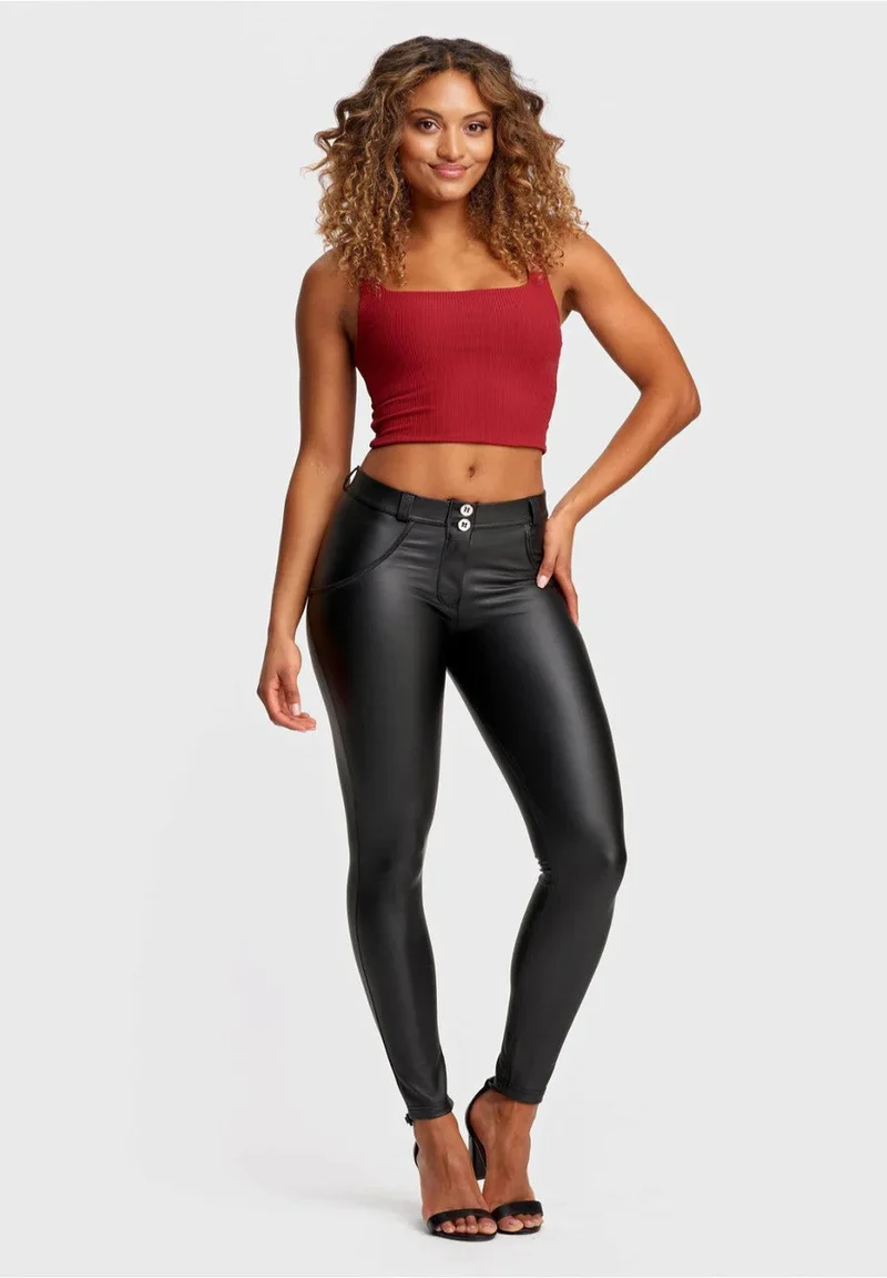WR.UP Push-Up Regular Waist Skinny Vegan Leather Pant - Black