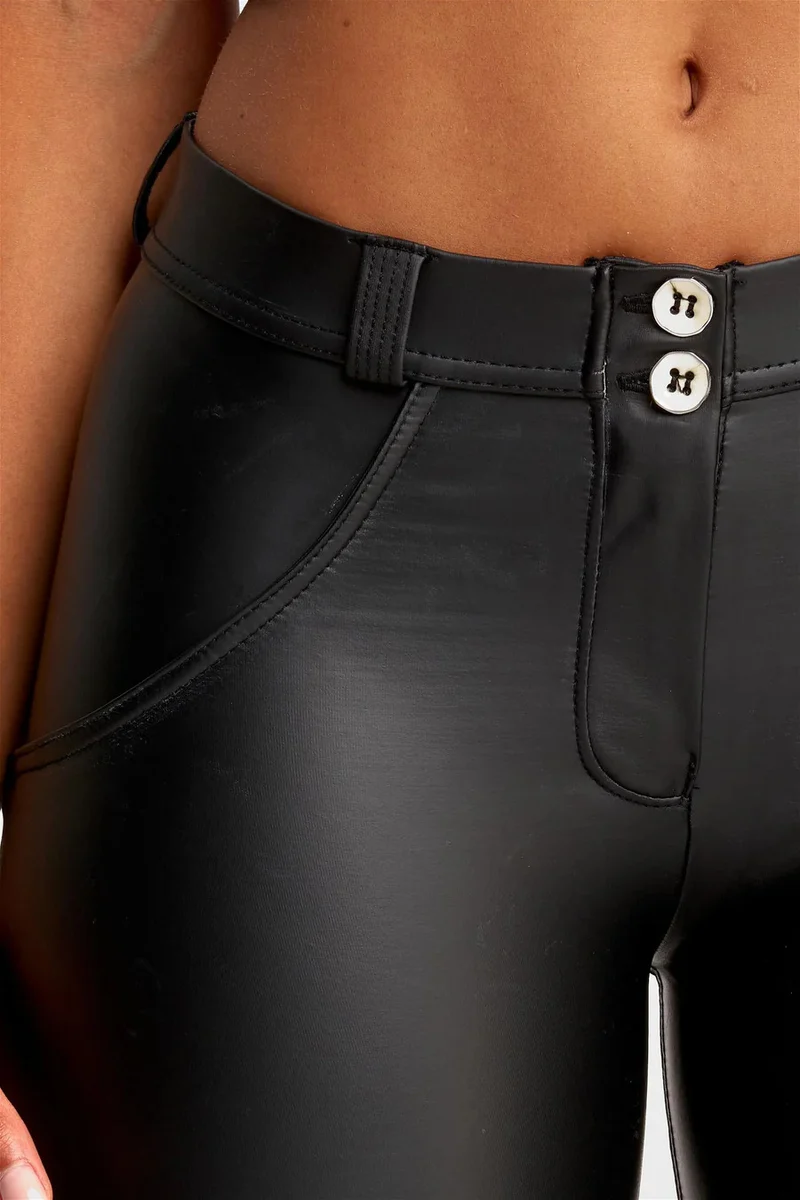 WR.UP Push-Up Regular Waist Skinny Vegan Leather Pant - Black