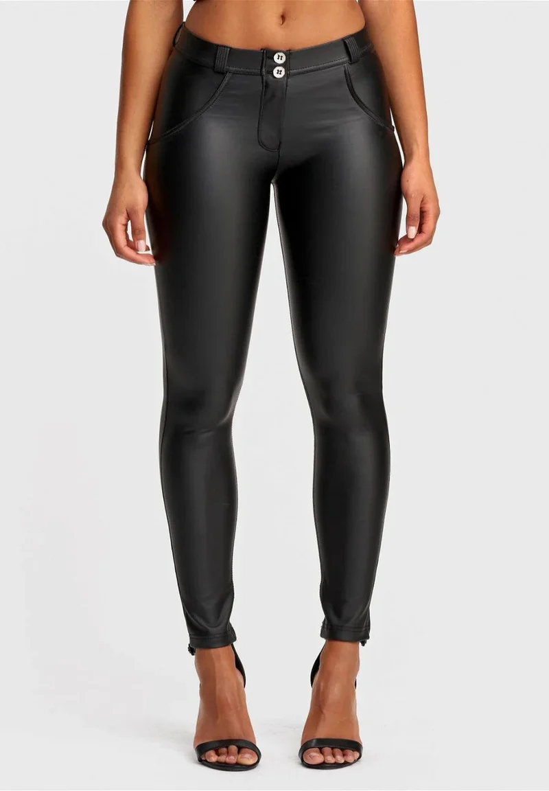 WR.UP Push-Up Regular Waist Skinny Vegan Leather Pant - Black