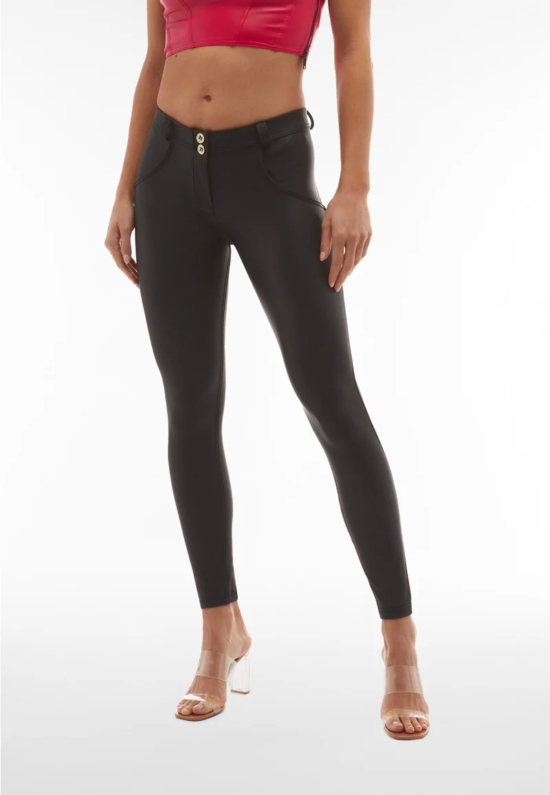 WR.UP Push-Up Regular Waist Skinny Vegan Leather Pant - Black
