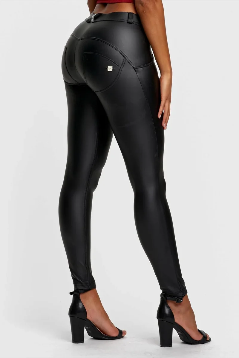 WR.UP Push-Up Regular Waist Skinny Vegan Leather Pant - Black