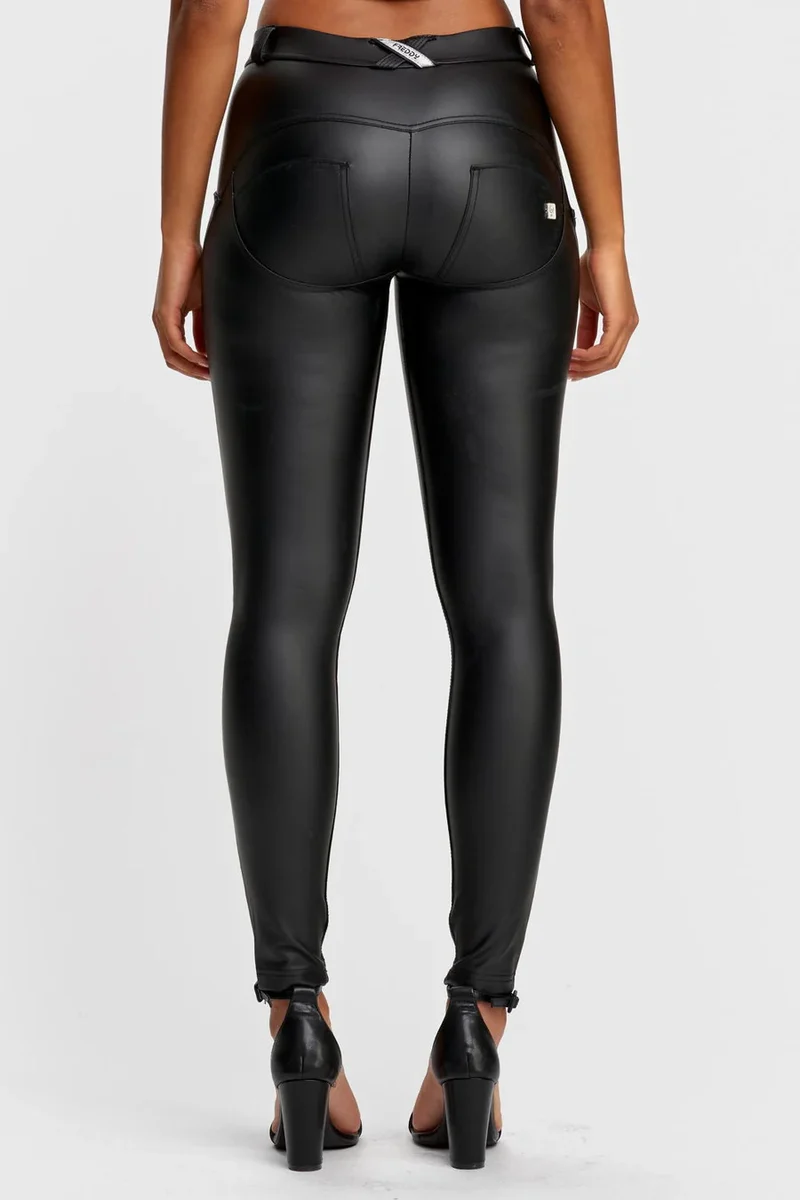 WR.UP Push-Up Regular Waist Skinny Vegan Leather Pant - Black