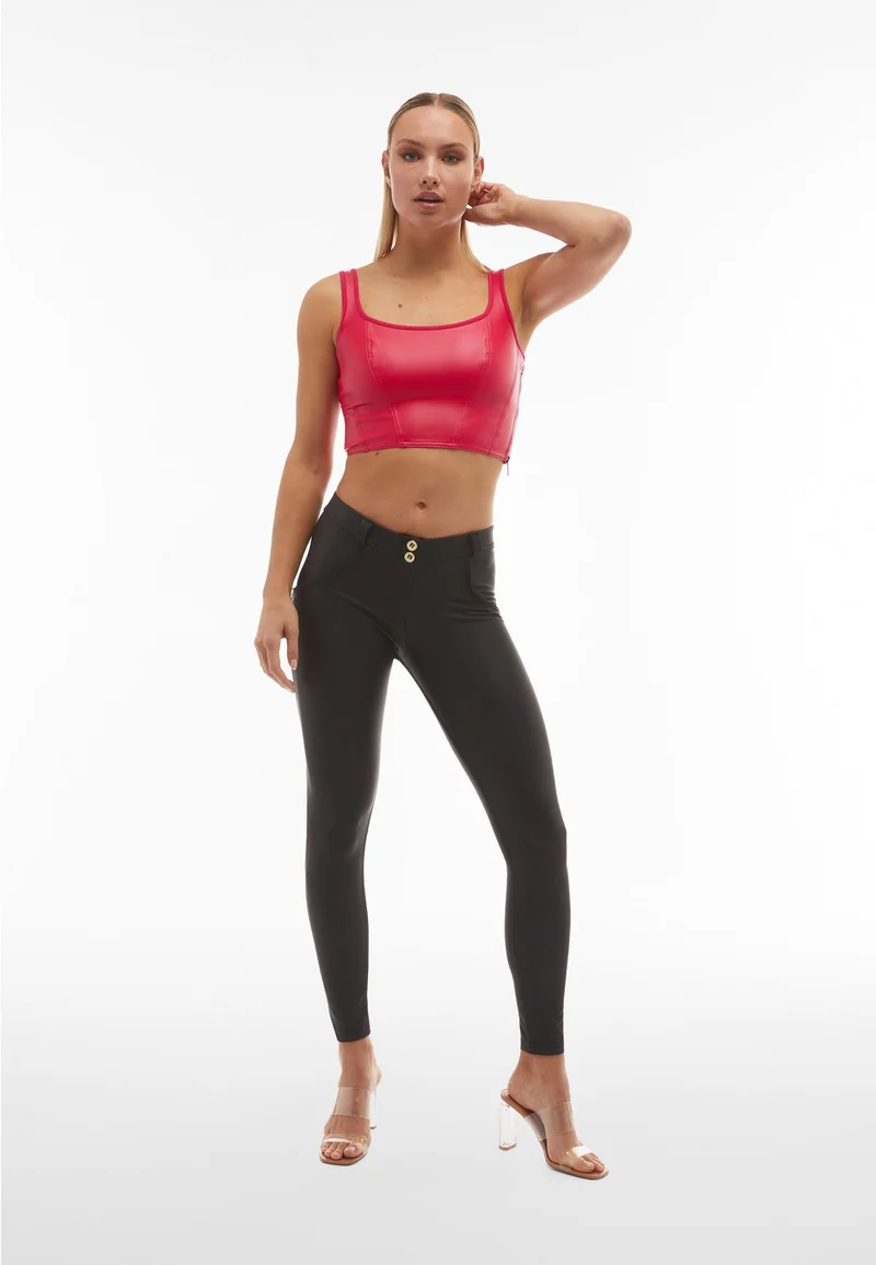 WR.UP Push-Up Regular Waist Skinny Vegan Leather Pant - Black