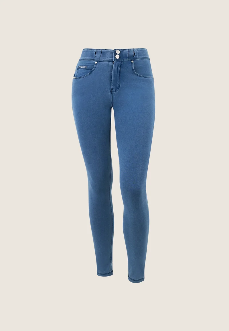 N.O.W. Comfort Mid Waist Skinny Denim Jeans - Denim Light Blue - Blue Seam