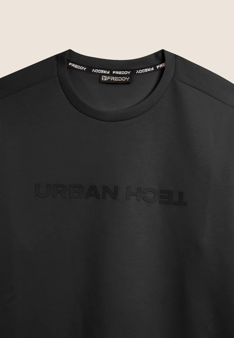 Regular fit urban tech crew neck sweatshirt - Black