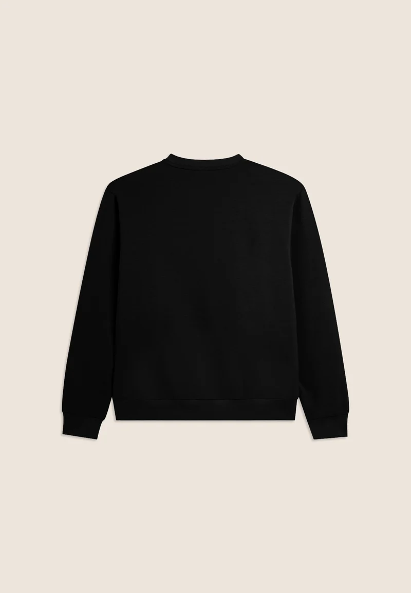 Crew neck sweatshirt in baby French terry with zip pocket - Black