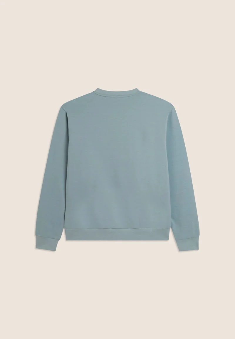 Crew neck sweatshirt in baby French terry with zip pocket - Arona Blue