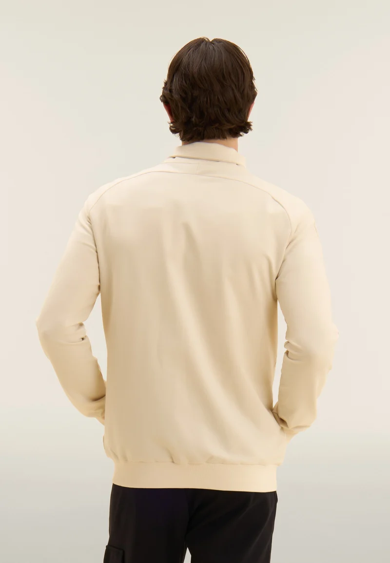 Zip sweatshirt with breast pocket and sporty stitching - White Swan