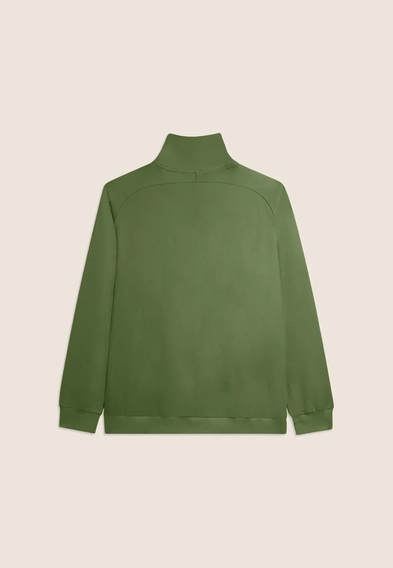 Zip sweatshirt with breast pocket and sporty stitching - Hedge Green