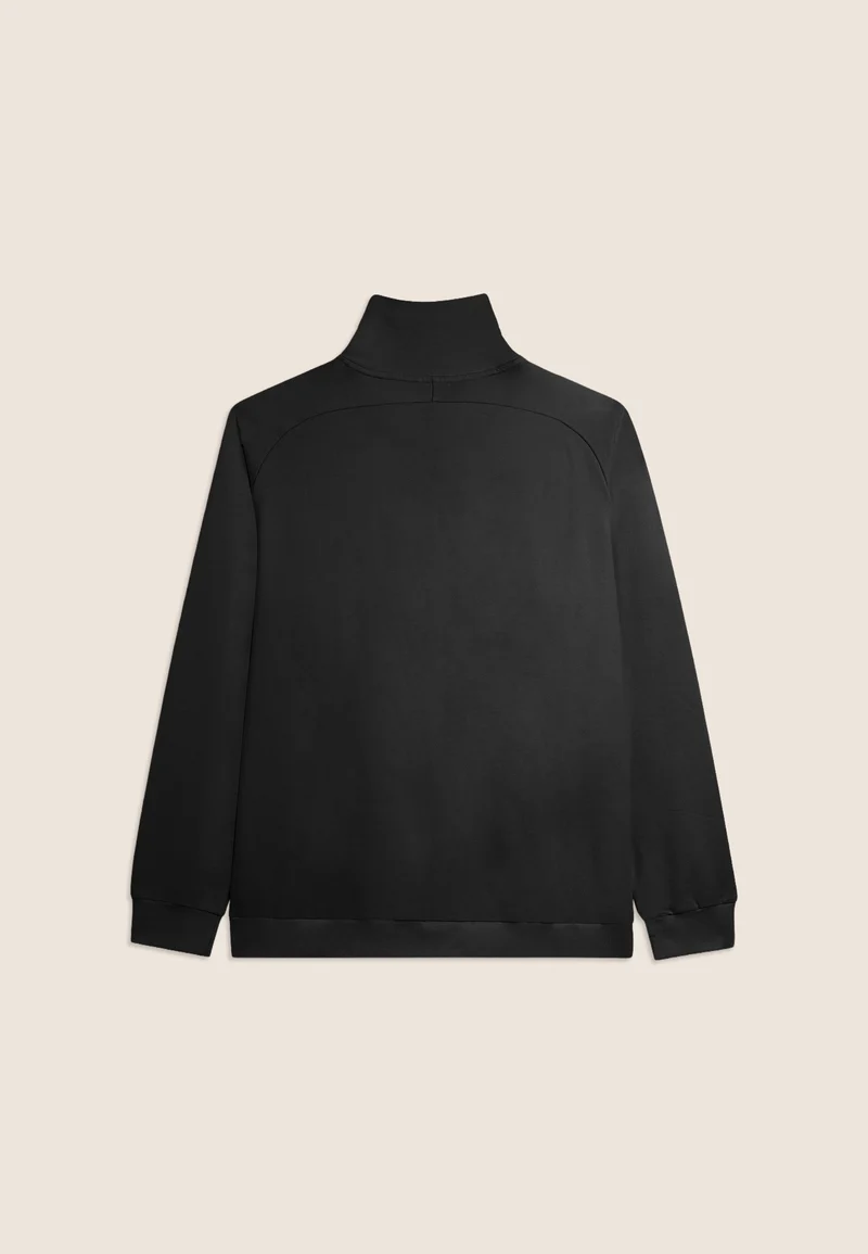 Zip sweatshirt with breast pocket and sporty stitching - Black