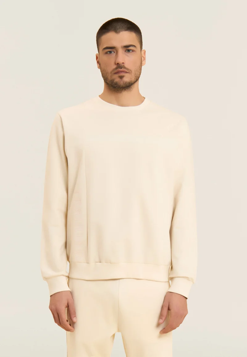 Crew neck sweatshirt with tone-on-tone "TRAINING" print - White Swan