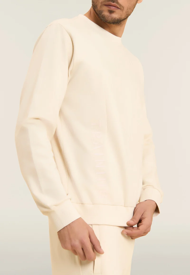 Crew neck sweatshirt with tone-on-tone "TRAINING" print - White Swan
