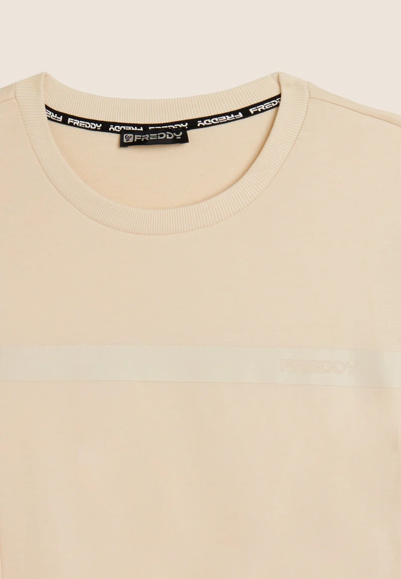 Crew neck sweatshirt with tone-on-tone "TRAINING" print - White Swan