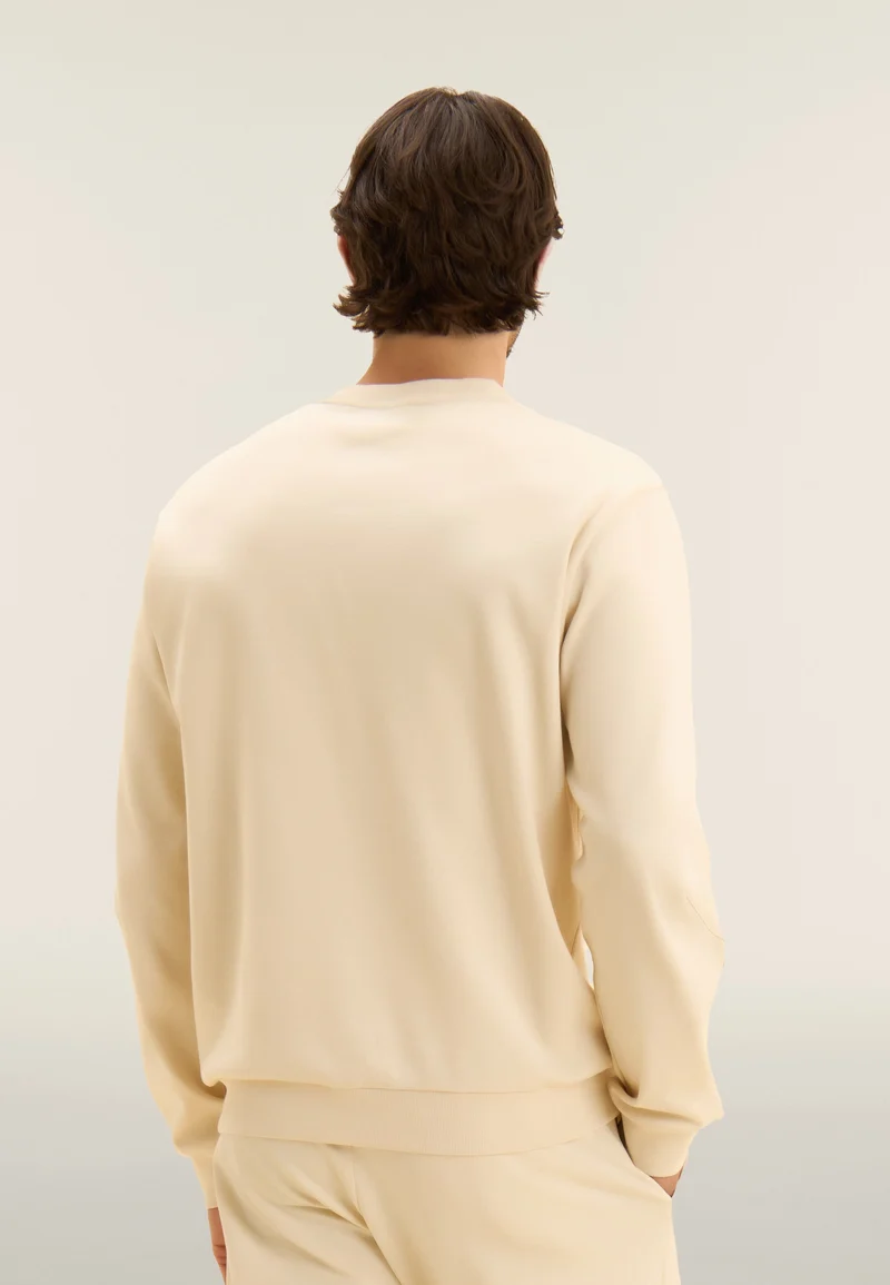 Cotton crew neck sweatshirt with logo insert on sleeves - White Swan