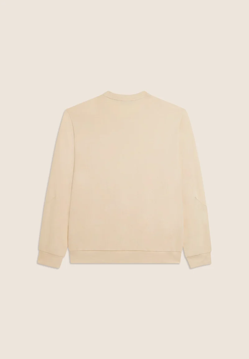 Cotton crew neck sweatshirt with logo insert on sleeves - White Swan