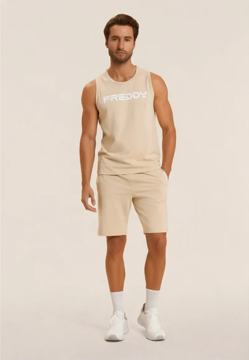 Stretch jersey shorts with breast pocket - White Swan