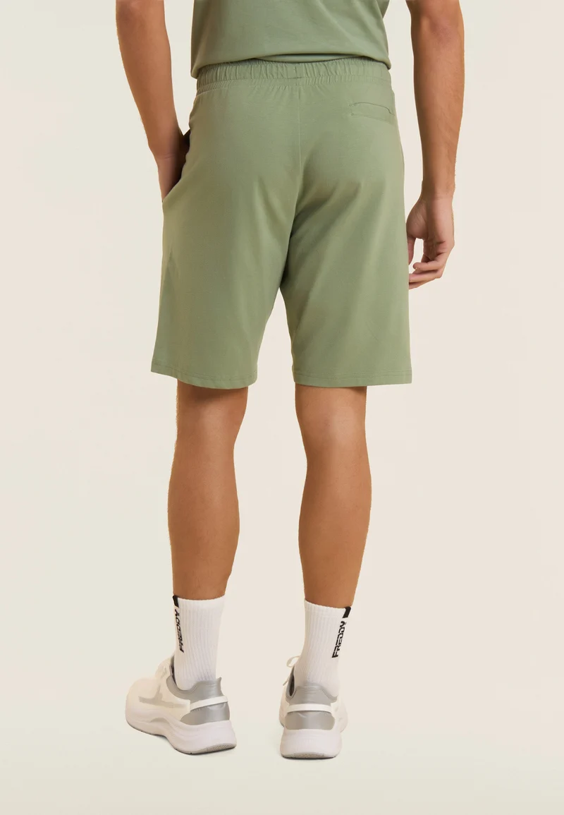 Stretch jersey shorts with breast pocket - Hedge Green