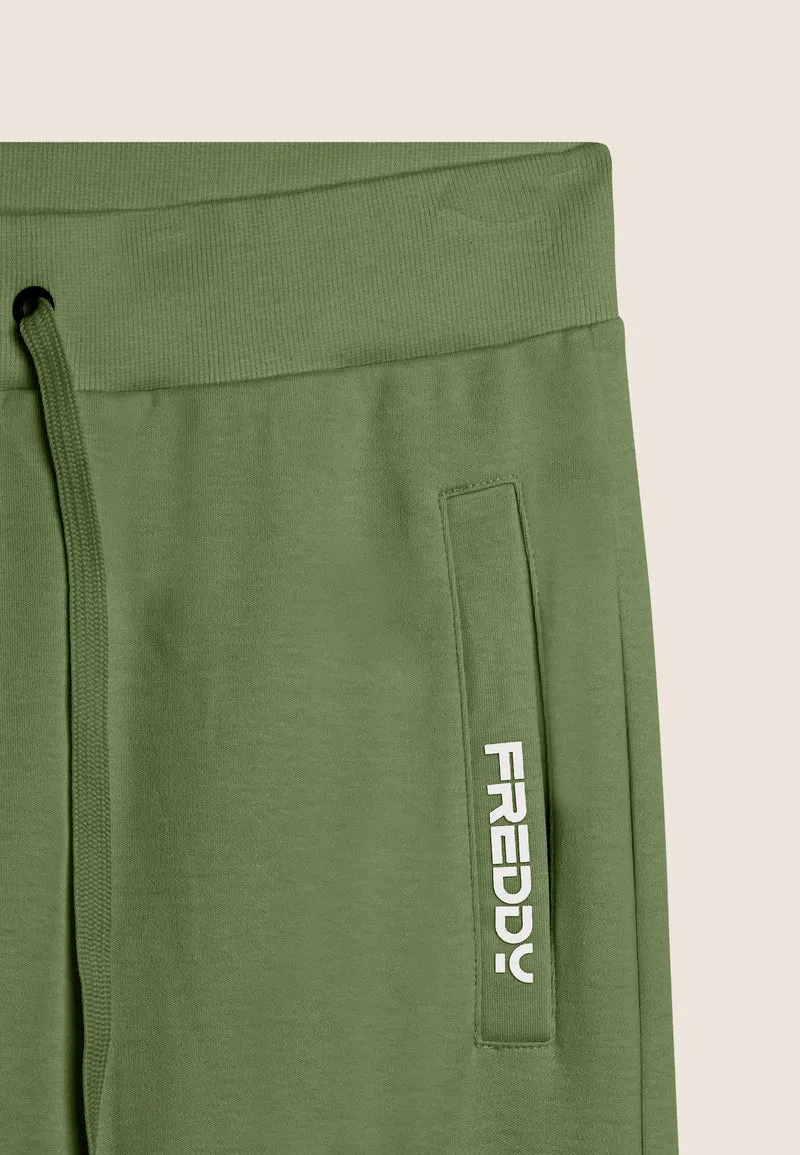 Cotton athletic trousers with back pocket - Hedge Green