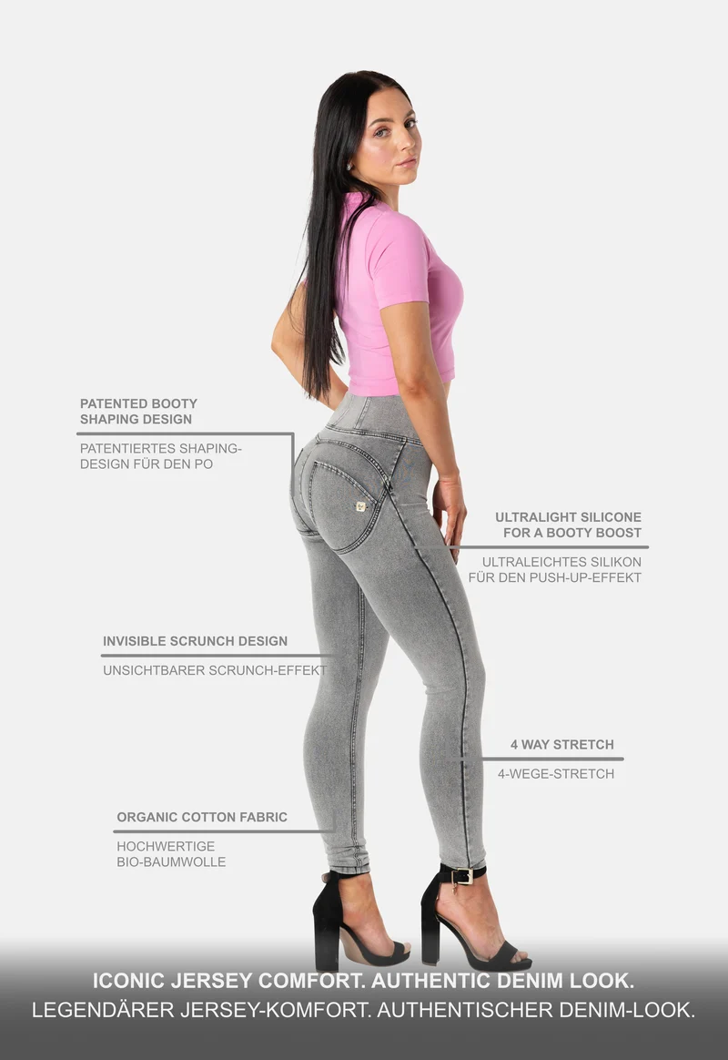 WR.UP Push-Up High Waist Skinny Denim Jeans - Denim Gray - Black Seam