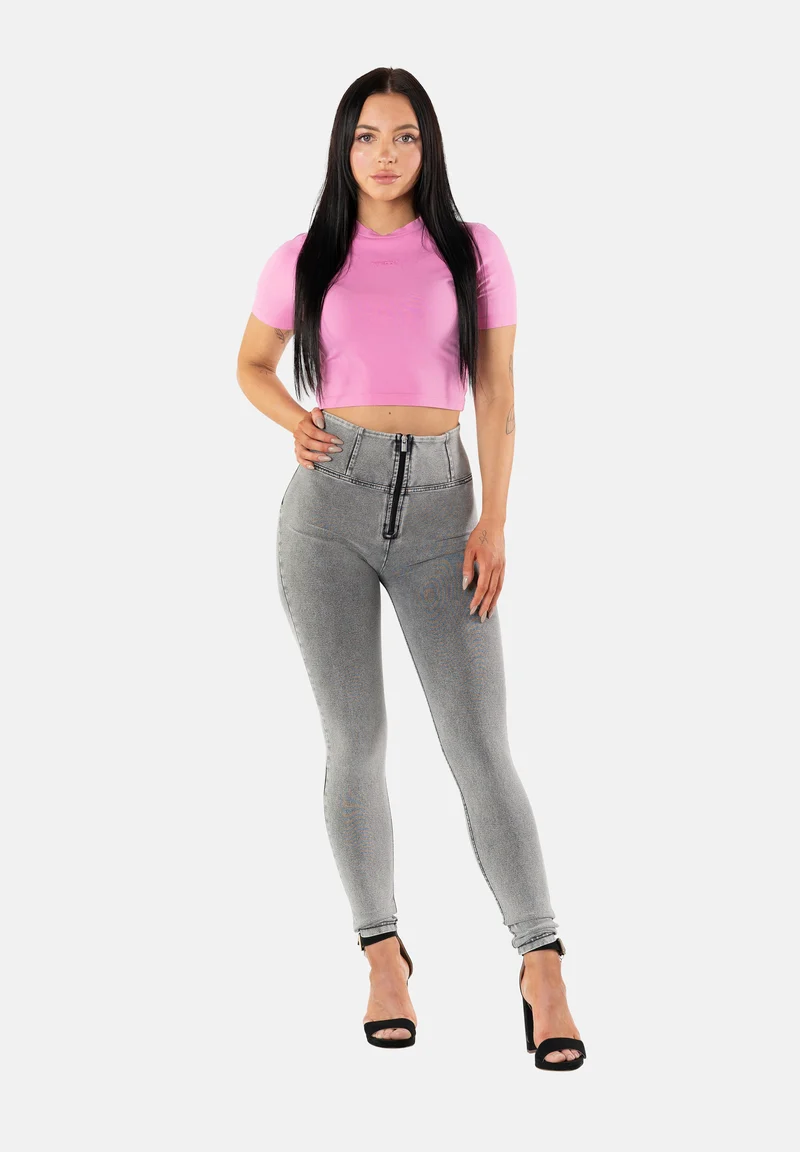 WR.UP Push-Up High Waist Skinny Denim Jeans - Denim Gray - Black Seam