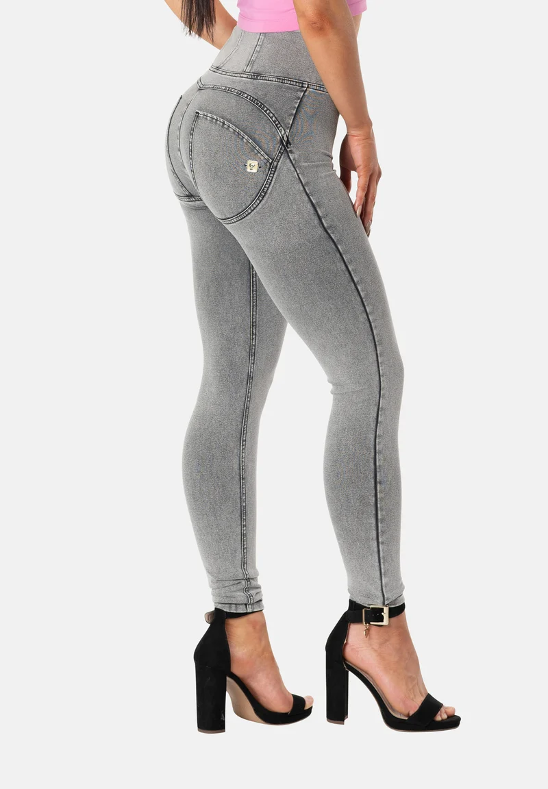 WR.UP Push-Up High Waist Skinny Denim Jeans - Denim Gray - Black Seam