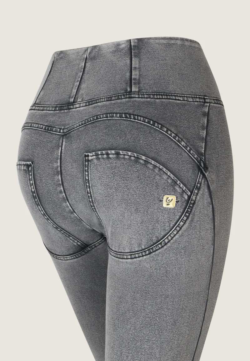 WR.UP Push-Up High Waist Skinny Denim Jeans - Denim Gray - Black Seam