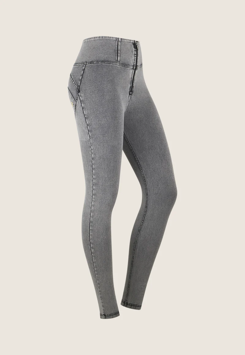WR.UP Push-Up High Waist Skinny Denim Jeans - Denim Gray - Black Seam