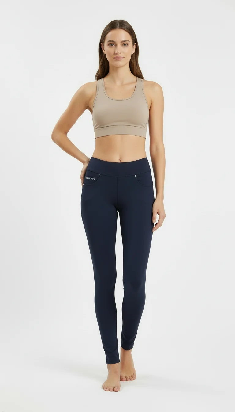 N.O.W. Yoga Mid Waist Skinny Pants - Dark Sapphire Blue