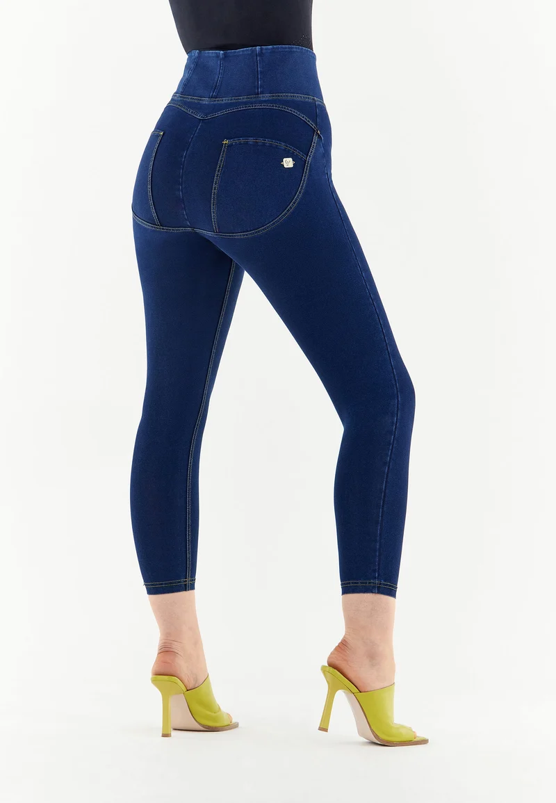 WR.UP Curvy Push-Up High Waist Skinny 7/8 Denim Jeans - Denim Dark Blue - Yellow Seam
