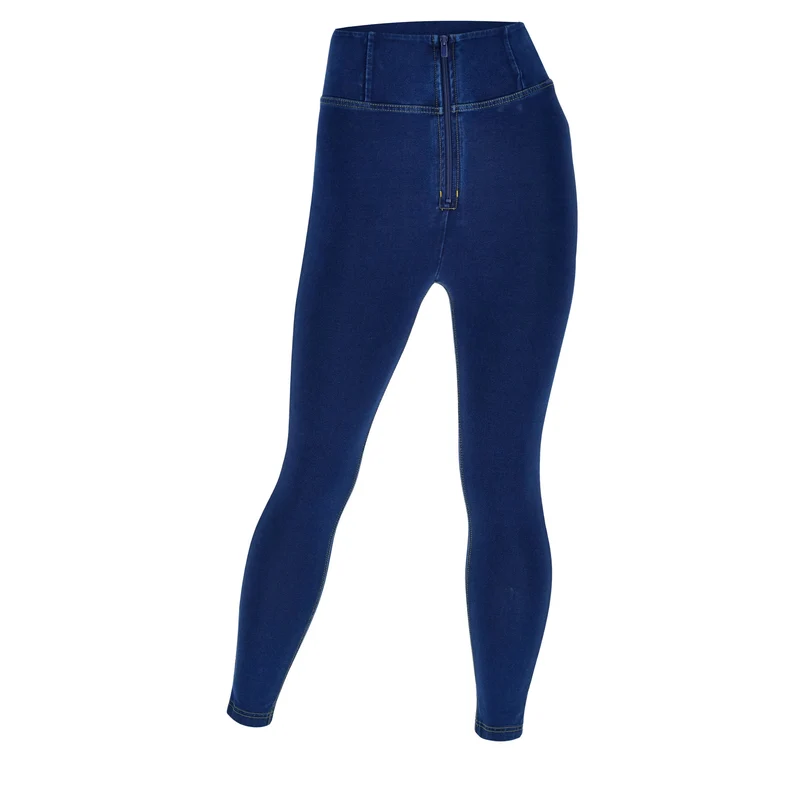 WR.UP Curvy Push-Up High Waist Skinny 7/8 Denim Jeans - Denim Dark Blue - Yellow Seam