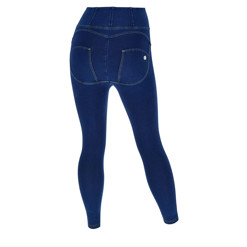 WR.UP Curvy Push-Up High Waist Skinny 7/8 Denim Jeans - Denim Dark Blue - Yellow Seam