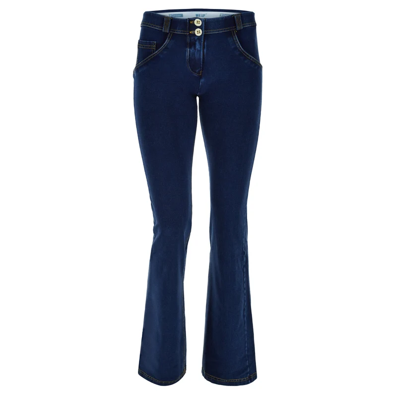 WR.UP Push-Up Regular Waist Flare Denim Jeans - Denim Dark Blue - Blue Seam