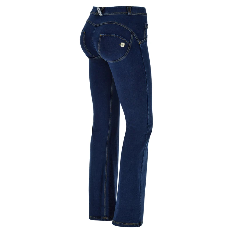 WR.UP Push-Up Regular Waist Flare Denim Jeans - Denim Dark Blue - Blue Seam