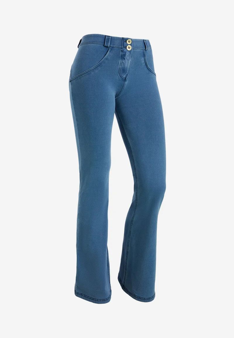 WR.UP Push-Up Regular Waist Flare Denim Jeans - Denim Light Blue - Blue Seam