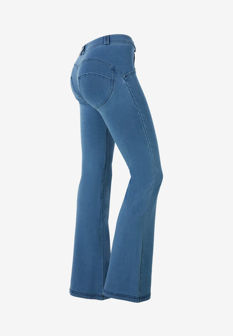 WR.UP Push-Up Regular Waist Flare Denim Jeans - Denim Light Blue - Blue Seam