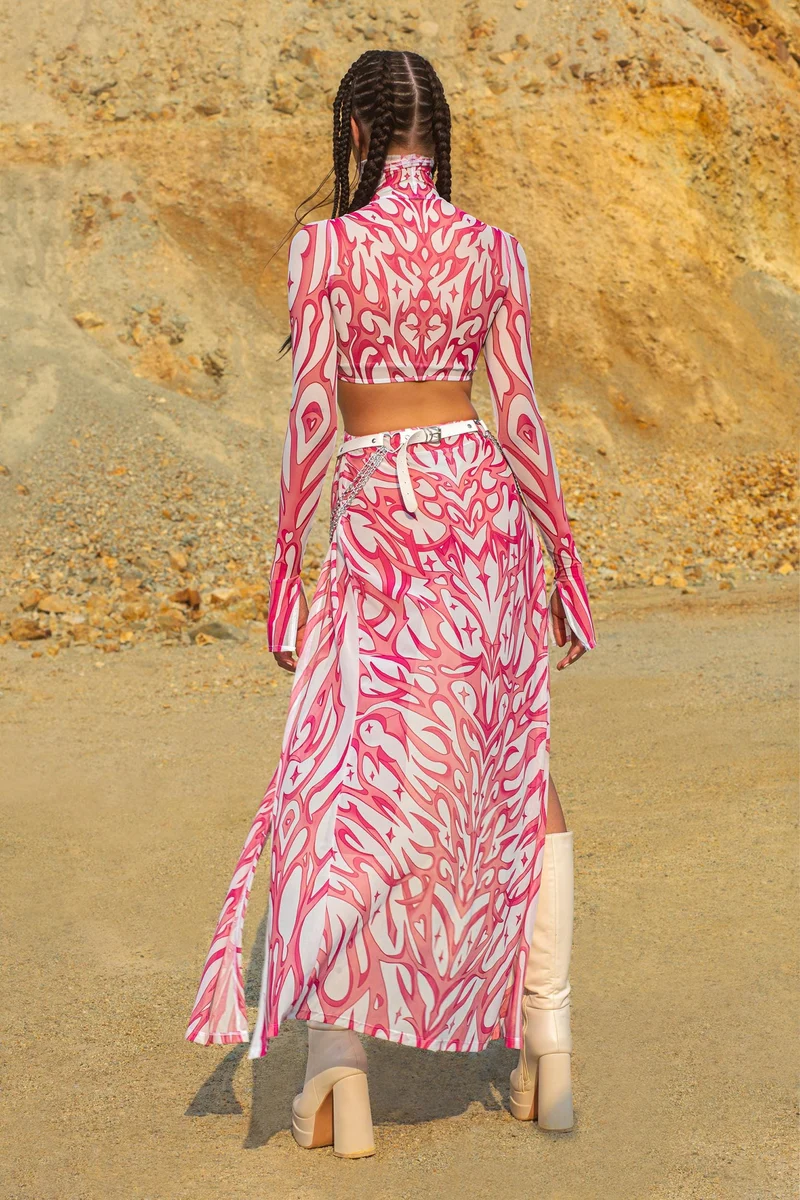 Hot Pink Ashes Maxi Dress
