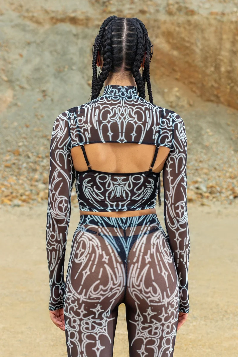 Wired Wrong Mesh 2 Piece Shrug Top