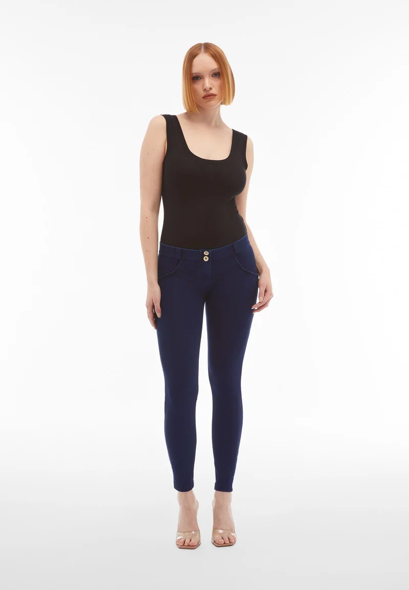 WR.UP Push-Up Low Waist Skinny Denim Jeans - Denim Dark Blue - Blue Seam