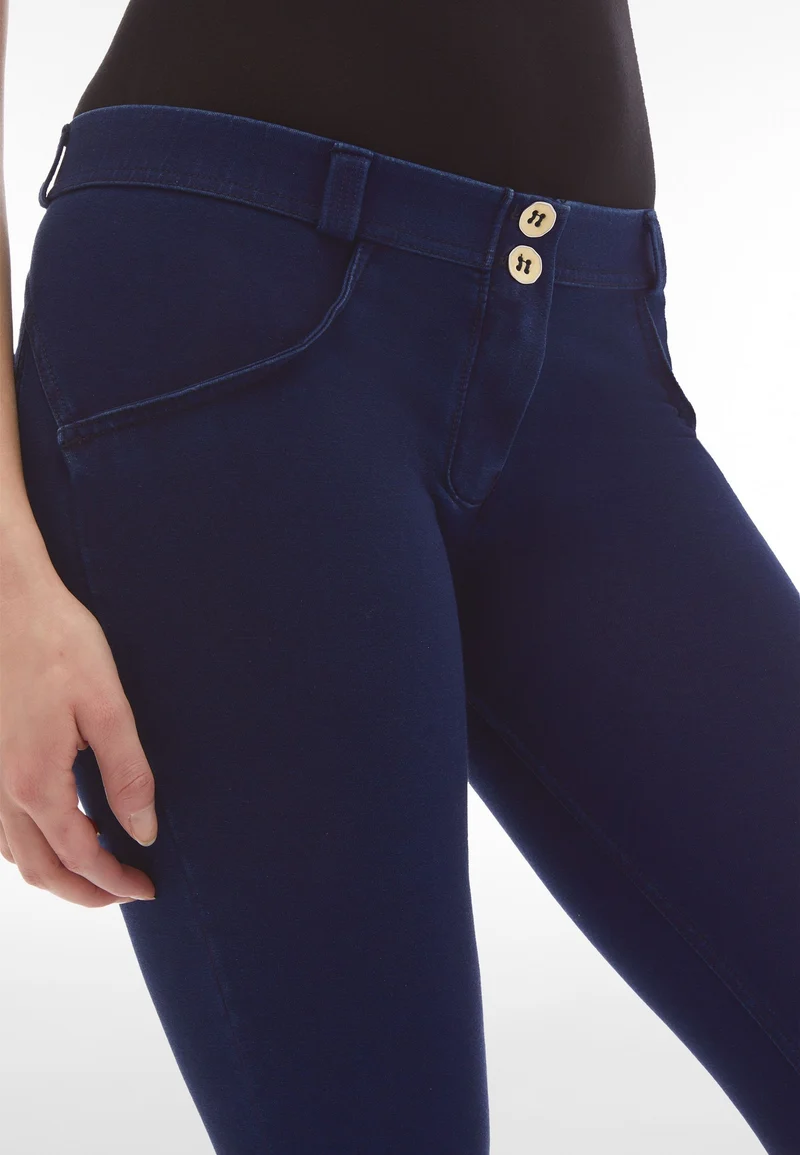 WR.UP Push-Up Low Waist Skinny Denim Jeans - Denim Dark Blue - Blue Seam