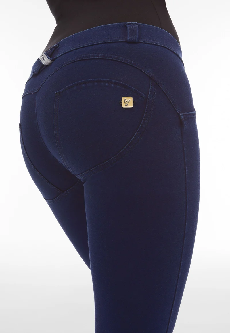 WR.UP Push-Up Low Waist Skinny Denim Jeans - Denim Dark Blue - Blue Seam